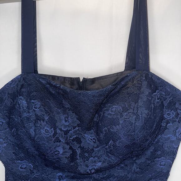Plus Size Navy Blue Lace Bustier Crop Top Formal Wedding Evening Party Size 2X - Picture 3 of 8